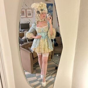 Dolls Kill Blue and White Marie Antoinette Costume and Wig